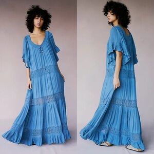 NWT Free People Dream On Maxi Dress Coastal Blue